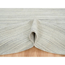 Load image into Gallery viewer, 12&#39;1&quot;x12&#39;1&quot; Ivory And Cream, Thick And Plush Plain Hand Loomed, Undyed Natural Wool Modern Design, Round Oriental Rug FWR390000