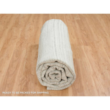 Load image into Gallery viewer, 12&#39;1&quot;x12&#39;1&quot; Ivory and Cream, Thick and Plush Plain Hand Loomed, Undyed Natural Wool Modern Design, Round Oriental Rug FWR390000