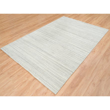 Load image into Gallery viewer, 6&#39;1&quot;x9&#39; Ivory And Cream, Modern Design Thick And Plush, Plain Hand Loomed Undyed Natural Wool, Oriental Rug FWR390048