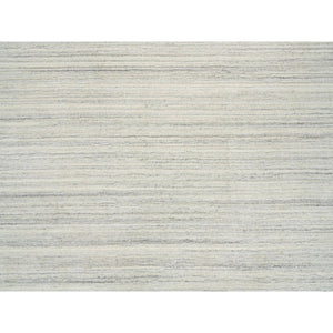 6'1"x9' Ivory And Cream, Modern Design Thick And Plush, Plain Hand Loomed Undyed Natural Wool, Oriental Rug FWR390048