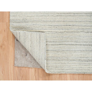 6'2"x6'2" Ivory And Cream, Undyed Natural Wool Modern Design, Thick And Plush Plain Hand Loomed, Square Oriental Rug FWR390060