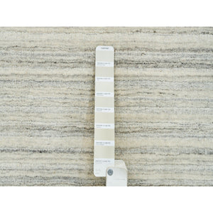 6'2"x6'2" Ivory And Cream, Undyed Natural Wool Modern Design, Thick And Plush Plain Hand Loomed, Square Oriental Rug FWR390060