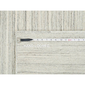 6'2"x6'2" Ivory And Cream, Undyed Natural Wool Modern Design, Thick And Plush Plain Hand Loomed, Square Oriental Rug FWR390060