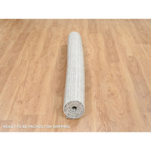 Load image into Gallery viewer, 6&#39;1&quot;x6&#39;1&quot; Platinum Gray And Cream, Undyed Natural Wool Modern Design, Thick And Plush Plain Hand Loomed, Square Oriental Rug FWR390072