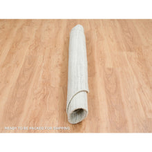 Load image into Gallery viewer, 6&#39;1&quot;x6&#39;1&quot; Ivory And Cream, Thick And Plush Plain Hand Loomed, Undyed Natural Wool Modern Design, Round Oriental Rug FWR390078