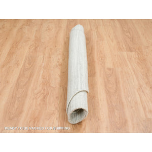6'1"x6'1" Ivory And Cream, Thick And Plush Plain Hand Loomed, Undyed Natural Wool Modern Design, Round Oriental Rug FWR390078