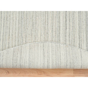 6'1"x6'1" Ivory And Cream, Thick And Plush Plain Hand Loomed, Undyed Natural Wool Modern Design, Round Oriental Rug FWR390084
