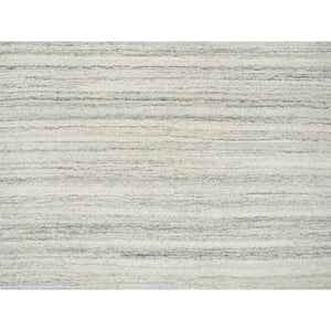 6'1"x6'1" Ivory And Cream, Thick And Plush Plain Hand Loomed, Undyed Natural Wool Modern Design, Round Oriental Rug FWR390084