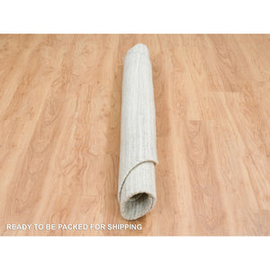 6'1"x6'1" Ivory And Cream, Thick And Plush Plain Hand Loomed, Undyed Natural Wool Modern Design, Round Oriental Rug FWR390084