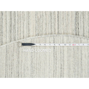 6'1"x6'1" Ivory And Cream, Thick And Plush Plain Hand Loomed, Undyed Natural Wool Modern Design, Round Oriental Rug FWR390084