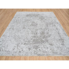 Load image into Gallery viewer, 10&#39;x10&#39; Gray, Broken Persian Design, Hand Knotted Wool And Pure Silk, Square Oriental Rug FWR390096