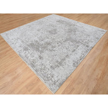 Load image into Gallery viewer, 10&#39;x10&#39; Gray, Broken Persian Design, Hand Knotted Wool And Pure Silk, Square Oriental Rug FWR390096