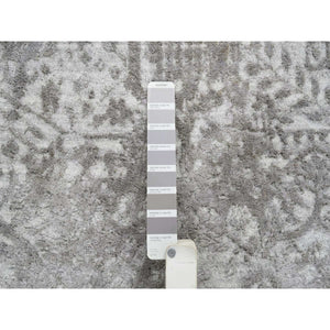 10'x10' Gray, Broken Persian Design, Hand Knotted Wool And Pure Silk, Square Oriental Rug FWR390096