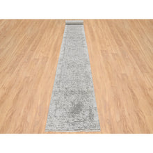 Load image into Gallery viewer, 2&#39;7&quot;x20&#39; Gray, Wool And Pure Silk Broken Persian Design, Hand Knotted, Xl Runner Oriental Rug FWR390126