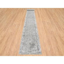 Load image into Gallery viewer, 2&#39;7&quot;x17&#39;7&quot; Gray, Hand Knotted Wool And Pure Silk, Broken Persian Design, Xl Runner Oriental Rug FWR390132