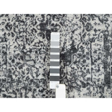 Load image into Gallery viewer, 2&#39;7&quot;x23&#39;9&quot; Silver Gray, Wool And Pure Silk Hand Knotted, Erased Persian Design, Xl Runner Oriental Rug FWR390138