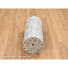 Load image into Gallery viewer, 2&#39;7&quot;x23&#39;9&quot; Silver Gray, Wool And Pure Silk Hand Knotted, Erased Persian Design, Xl Runner Oriental Rug FWR390138