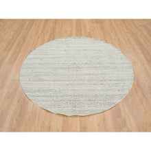 Load image into Gallery viewer, 5&#39;10&quot;x5&#39;10&quot; Beige, Variegated Textured Modern Design, Hand Loomed Soft Wool, Round Oriental Rug FWR390144