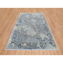 Load image into Gallery viewer, 6&#39;x9&#39; Light Gray, Pure Silk With Wool Hand Knotted, Broken Kashan Design, Oriental Rug FWR390150