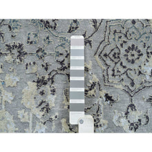 Load image into Gallery viewer, 6&#39;x9&#39; Light Gray, Pure Silk With Wool Hand Knotted, Broken Kashan Design, Oriental Rug FWR390150