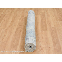 Load image into Gallery viewer, 6&#39;x9&#39; Light Gray, Pure Silk With Wool Hand Knotted, Broken Kashan Design, Oriental Rug FWR390150