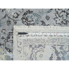 Load image into Gallery viewer, 6&#39;x9&#39; Light Gray, Pure Silk With Wool Hand Knotted, Broken Kashan Design, Oriental Rug FWR390150