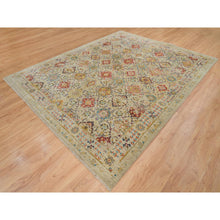 Load image into Gallery viewer, 8&#39;2&quot;x10&#39;2&quot; Beige, The Sunset Rosettes, Hand Knotted Wool And Pure Silk, Oriental Rug FWR390174