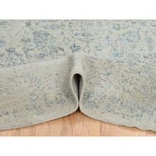 Load image into Gallery viewer, 12&#39;x12&#39; Gray With Touches Of Blue, Tabriz Design, Jacquard Hand Loomed Wool And Plant Based Silk, Round Oriental Rug FWR390192
