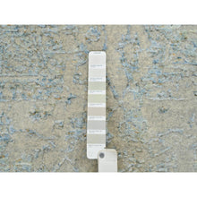 Load image into Gallery viewer, 12&#39;x12&#39; Gray With Touches Of Blue, Tabriz Design, Jacquard Hand Loomed Wool And Plant Based Silk, Round Oriental Rug FWR390192