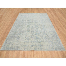 Load image into Gallery viewer, 8&#39;1&quot;x10&#39; Gray With Touches Of Blue, Jacquard Hand Loomed Wool And Plant Based Silk, Tabriz Design, Oriental Rug FWR390204