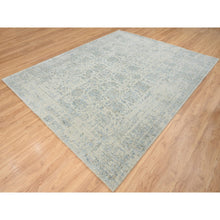 Load image into Gallery viewer, 8&#39;1&quot;x10&#39; Gray with Touches of Blue, Jacquard Hand Loomed Wool and Plant Based Silk, Tabriz Design, Oriental Rug FWR390204