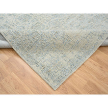 Load image into Gallery viewer, 8&#39;1&quot;x10&#39; Gray with Touches of Blue, Jacquard Hand Loomed Wool and Plant Based Silk, Tabriz Design, Oriental Rug FWR390204