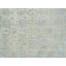 Load image into Gallery viewer, 8&#39;1&quot;x10&#39; Gray with Touches of Blue, Jacquard Hand Loomed Wool and Plant Based Silk, Tabriz Design, Oriental Rug FWR390204
