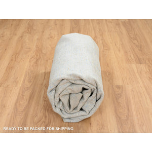 8'1"x10' Gray with Touches of Blue, Jacquard Hand Loomed Wool and Plant Based Silk, Tabriz Design, Oriental Rug FWR390204