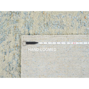8'1"x10' Gray With Touches Of Blue, Jacquard Hand Loomed Wool And Plant Based Silk, Tabriz Design, Oriental Rug FWR390204