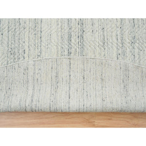 11'9"x11'9" Beige, Organic Wool Variegated Textured Modern Design, Hand Loomed, Round Oriental Rug FWR390228