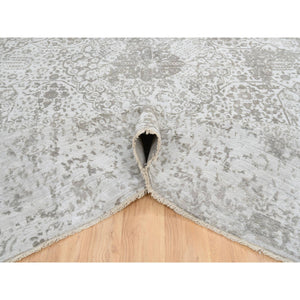 11'9"x15' Gray, Broken Persian Design, Hand Knotted Wool And Pure Silk, Oversized Oriental Rug FWR390234