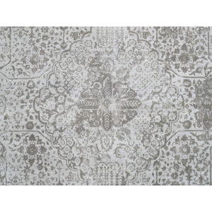 11'9"x15' Gray, Broken Persian Design, Hand Knotted Wool And Pure Silk, Oversized Oriental Rug FWR390234
