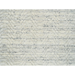 2'5"x12' Beige, Variegated Textured Modern Design, Hand Loomed Natural Wool, Runner Oriental Rug FWR390246