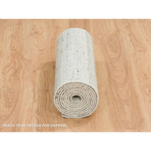 Load image into Gallery viewer, 2&#39;5&quot;x12&#39; Beige, Variegated Textured Modern Design, Hand Loomed Natural Wool, Runner Oriental Rug FWR390246