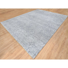 Load image into Gallery viewer, 11&#39;9&quot;x15&#39; Ivory, Hand Knotted Damask Design, Tone On Tone Wool And Plant Based Silk, Oversized Oriental Rug FWR390252