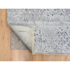 11'9"x15' Ivory, Hand Knotted Damask Design, Tone On Tone Wool And Plant Based Silk, Oversized Oriental Rug FWR390252