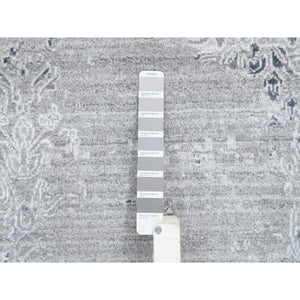 11'9"x15' Ivory, Hand Knotted Damask Design, Tone On Tone Wool And Plant Based Silk, Oversized Oriental Rug FWR390252