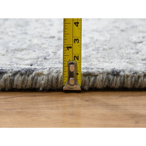 11'9"x15' Ivory, Hand Knotted Damask Design, Tone On Tone Wool And Plant Based Silk, Oversized Oriental Rug FWR390252