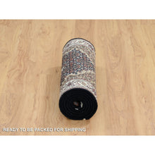 Load image into Gallery viewer, 2&#39;x8&#39;1&quot; Rich Black, Tabriz Mahi With Fish Medallion Design, Pure Wool, 175 Kpsi, Hand Knotted, Runner Oriental Rug FWR390402