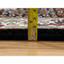 Load image into Gallery viewer, 2&#39;x8&#39;1&quot; Rich Black, Tabriz Mahi With Fish Medallion Design, Pure Wool, 175 Kpsi, Hand Knotted, Runner Oriental Rug FWR390402