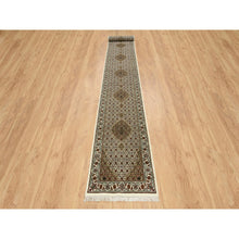 Load image into Gallery viewer, 2&#39;6&quot;x18&#39; Ivory, Tabriz Mahi With Fish Medallion Design, 175 Kpsi, Pure Wool, Hand Knotted, Xl Runner Oriental Rug FWR390510