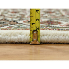 Load image into Gallery viewer, 2&#39;6&quot;x18&#39; Ivory, Tabriz Mahi with Fish Medallion Design, 175 KPSI, Pure Wool, Hand Knotted, XL Runner Oriental Rug FWR390510