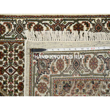Load image into Gallery viewer, 2&#39;6&quot;x18&#39; Ivory, Tabriz Mahi with Fish Medallion Design, 175 KPSI, Pure Wool, Hand Knotted, XL Runner Oriental Rug FWR390510