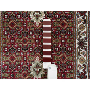 2'x8'2" Mahogany Red Tabriz Mahi With Fish Medallion Design, 175 Kpsi, 100% Wool, Hand Knotted, Runner Oriental Rug FWR390576